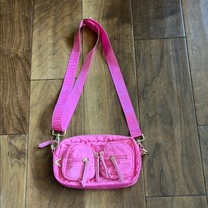 Vibrant Pink Crossbody Bag with Adjustable Strap